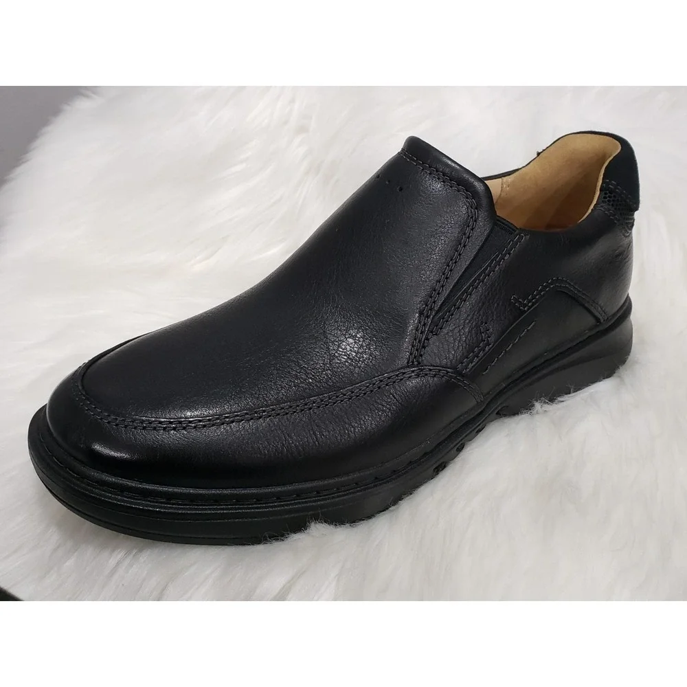 NEW NO BOX SIZE 8.5 Clarks Un Briley Step Black Leather Casual Loafer Shoe Men's